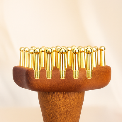 Portable Brass Gua Sha Lymphatic Scalp Massager Tool Deep Tissue Relief