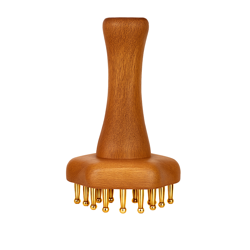 Portable Brass Gua Sha Lymphatic Scalp Massager Tool Deep Tissue Relief