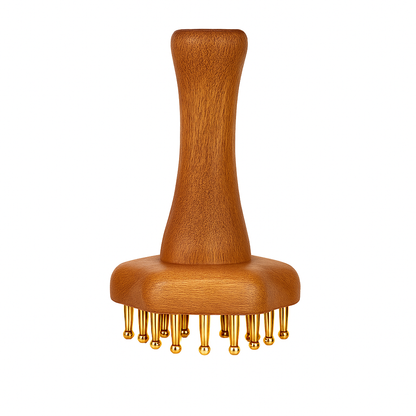 Portable Brass Gua Sha Lymphatic Scalp Massager Tool Deep Tissue Relief