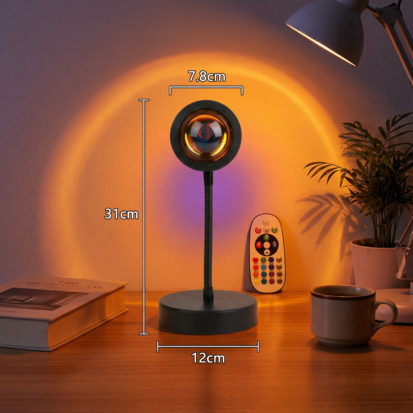 Sunset Projector Lamp – 180° Adjustable Ambient Light with Remote Control